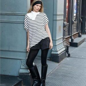 Zara Navy and White Striped Sweater